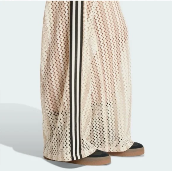Adidas Originals Women's Knitted Crochet Firebird Track Pants - Winter White - Picture 3 of 6